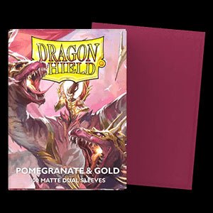 100 Dragon Shield Sleeves - Matte Dual Pomegranate/Gold - El Duelista