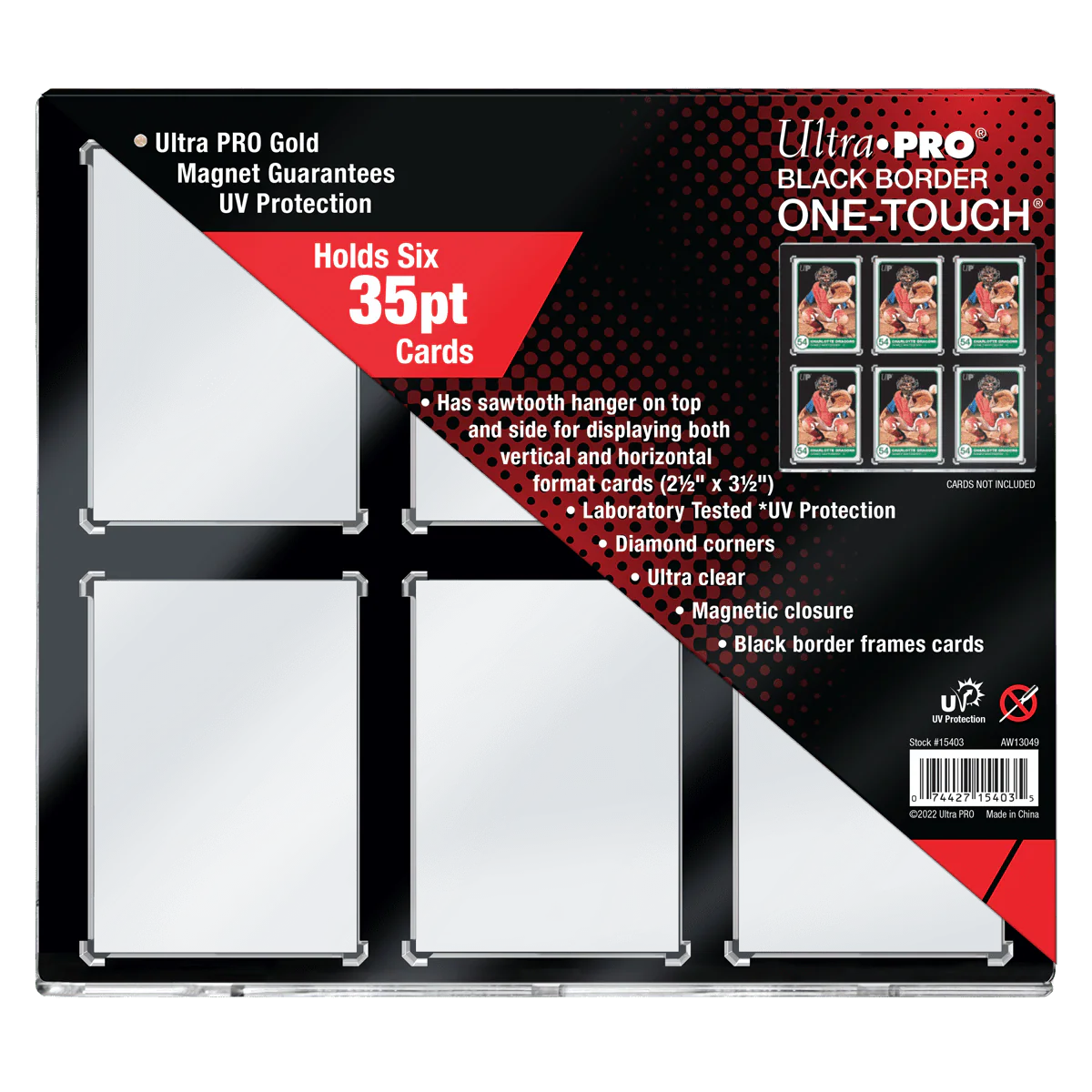 35PT 6-Card Black Border UV ONE-TOUCH® Magnetic Holder