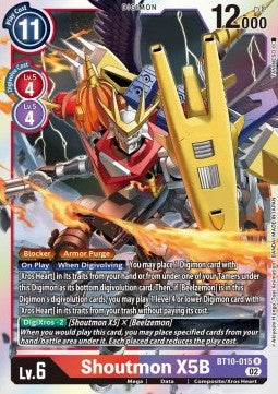 Shoutmon X5B (BT10-015)⁣ - Xros Encounter⁣ (Rare)⁣ [015]