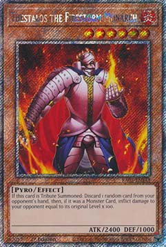Thestalos the Firestorm Monarch (V.1 - Platinum Secret Rare)⁣ - Quarter Century Bonanza⁣ (Platinum Secret Rare)⁣ [143]