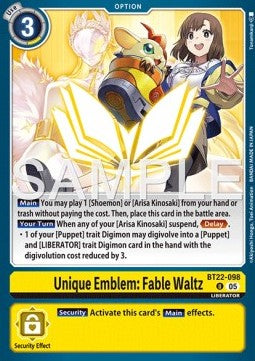 Unique Emblem: Fable Waltz (BT22-098)⁣ - Cyber Eden⁣ (Uncommon)⁣ [098]