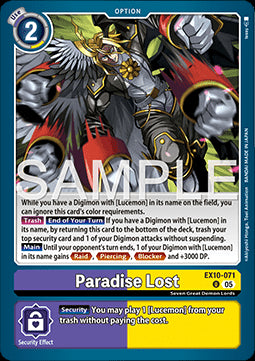 Paradise Lost (EX10-071) (V.1) - Sinister Order (Uncommon) [071]