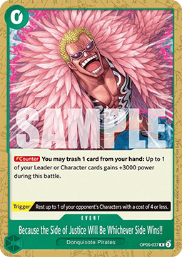 Because the Side of Justice Will Be Whichever Side Wins!! (OP05-037) (V.1) - Unnumbered Promos (Rare) [UP-OP05-037]