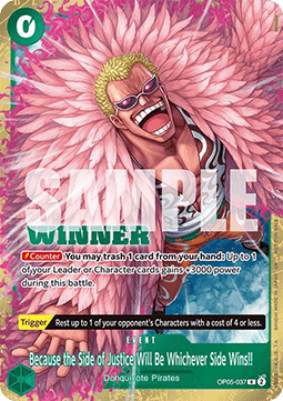 Because the Side of Justice Will Be Whichever Side Wins!! (OP05-037) (V.2) - Unnumbered Promos (Rare) [UP-OP05-037]