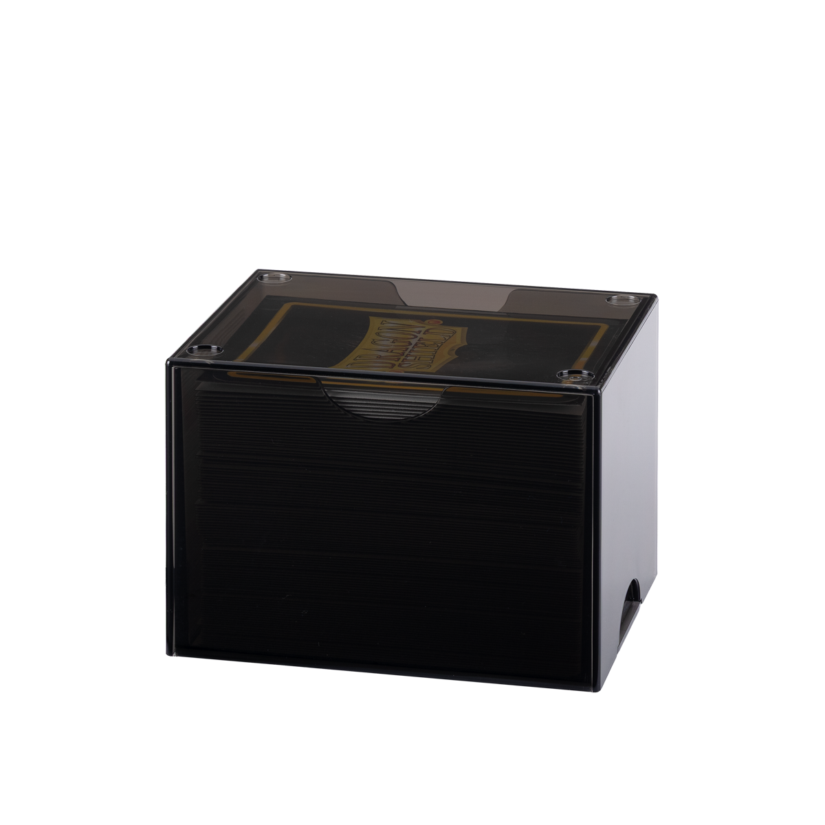 Dragon Shield Strongbox negro translúcido, ejemplo con cartas no incluidas