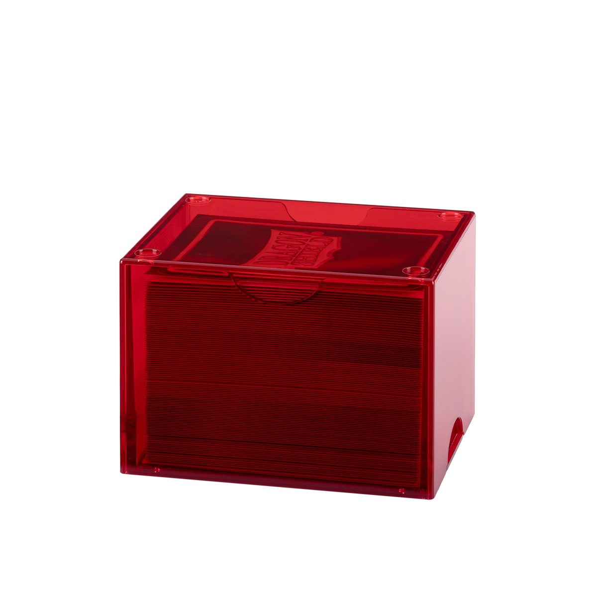 Dragon Shield Strongbox rojo translúcido, ejemplo con cartas no incluidas