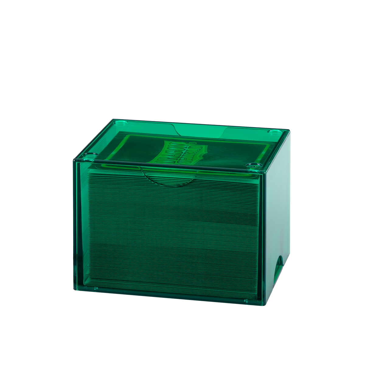 Dragon Shield Strongbox verde translúcido, ejemplo con cartas no incluidas