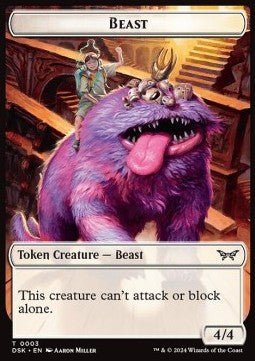 Beast Token (W 4/4) // Manifest Token (C 2/2)⁣ - Duskmourn: House of Horror: Tokens⁣ (Token)⁣ [T 3/18] - El Duelista