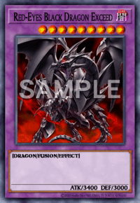 Red-Eyes Black Dragon Exceed: muestra oficial provisional SAMPLE en inglés; acabado de rareza no representado
