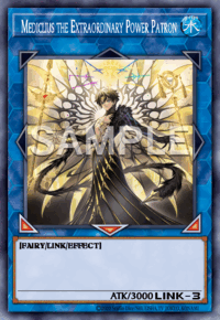 Mediclius the Extraordinary Power Patron: muestra oficial provisional SAMPLE en inglés; acabado de rareza no representado