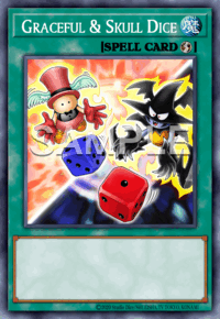 Graceful & Skull Dice: muestra oficial provisional SAMPLE en inglés; acabado de rareza no representado