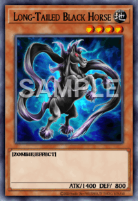 Long-Tailed Black Horse: muestra oficial provisional SAMPLE en inglés; acabado de rareza no representado