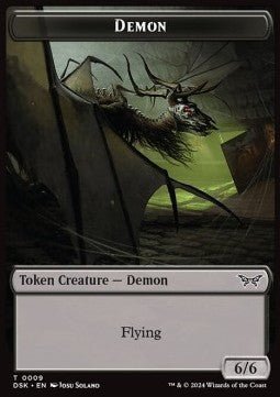 Demon Token (B 6/6 Flying) // Manifest Token (C 2/2)⁣ - Duskmourn: House of Horror: Tokens⁣ (Token)⁣ [T 9/18] - El Duelista