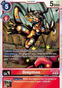 Greymon (BT14 - 012)⁣ - Blast Ace⁣ (Rare)⁣ [012] - El Duelista