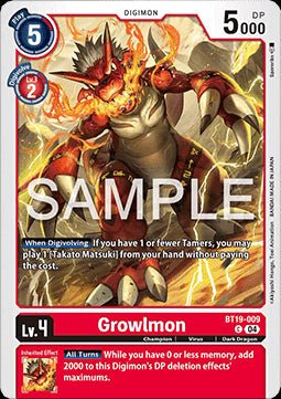 Growlmon (BT19 - 009)⁣ - Special Booster Ver 2.5⁣ (Common)⁣ [BT19 - 009] - El Duelista
