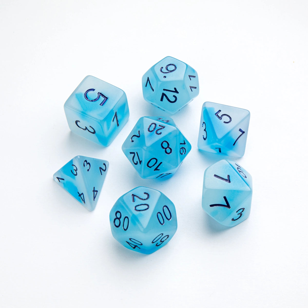 Gamegenic Glow Series – Set de 7 Dados RPG Icy Crumbs