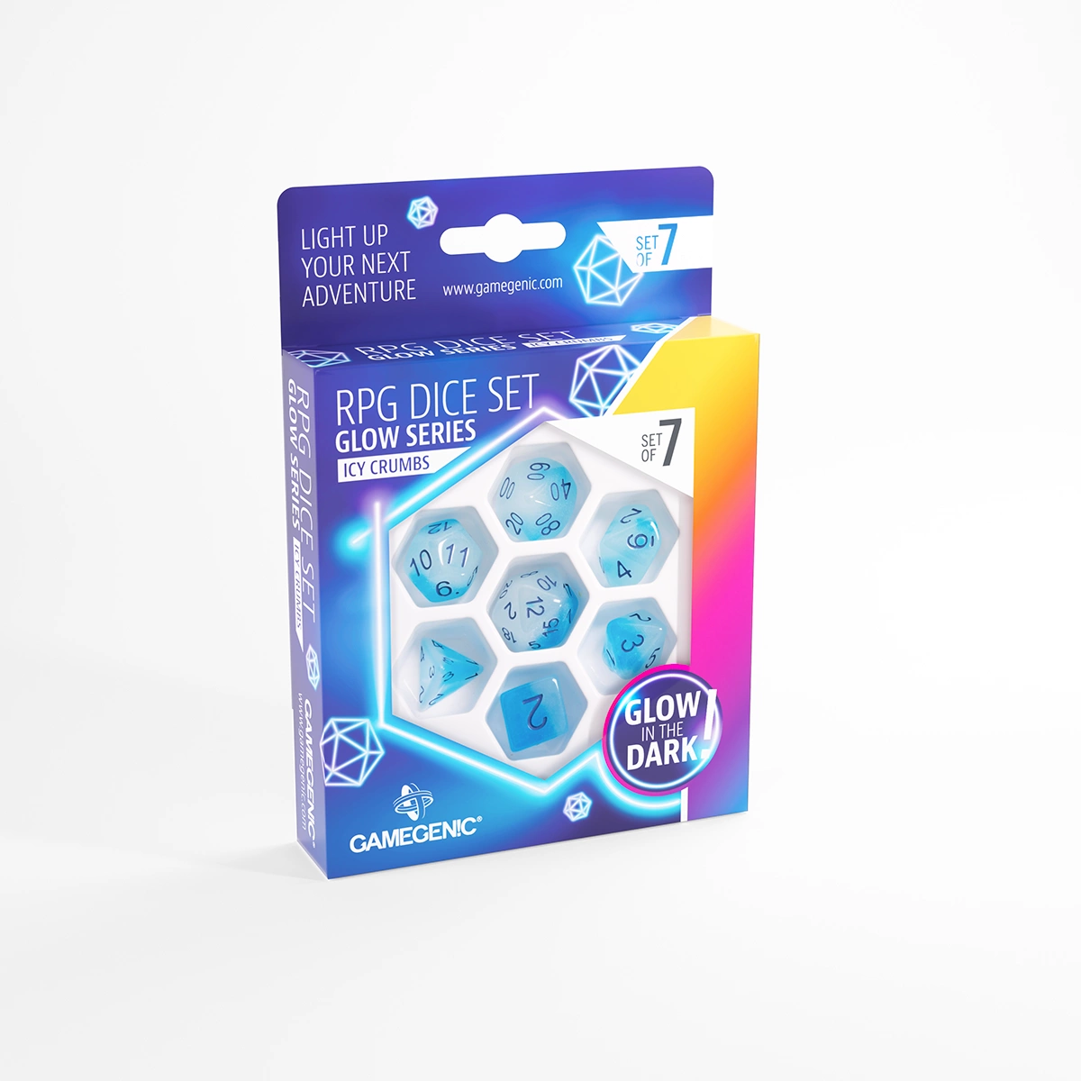 Gamegenic Glow Series – Set de 7 Dados RPG Icy Crumbs