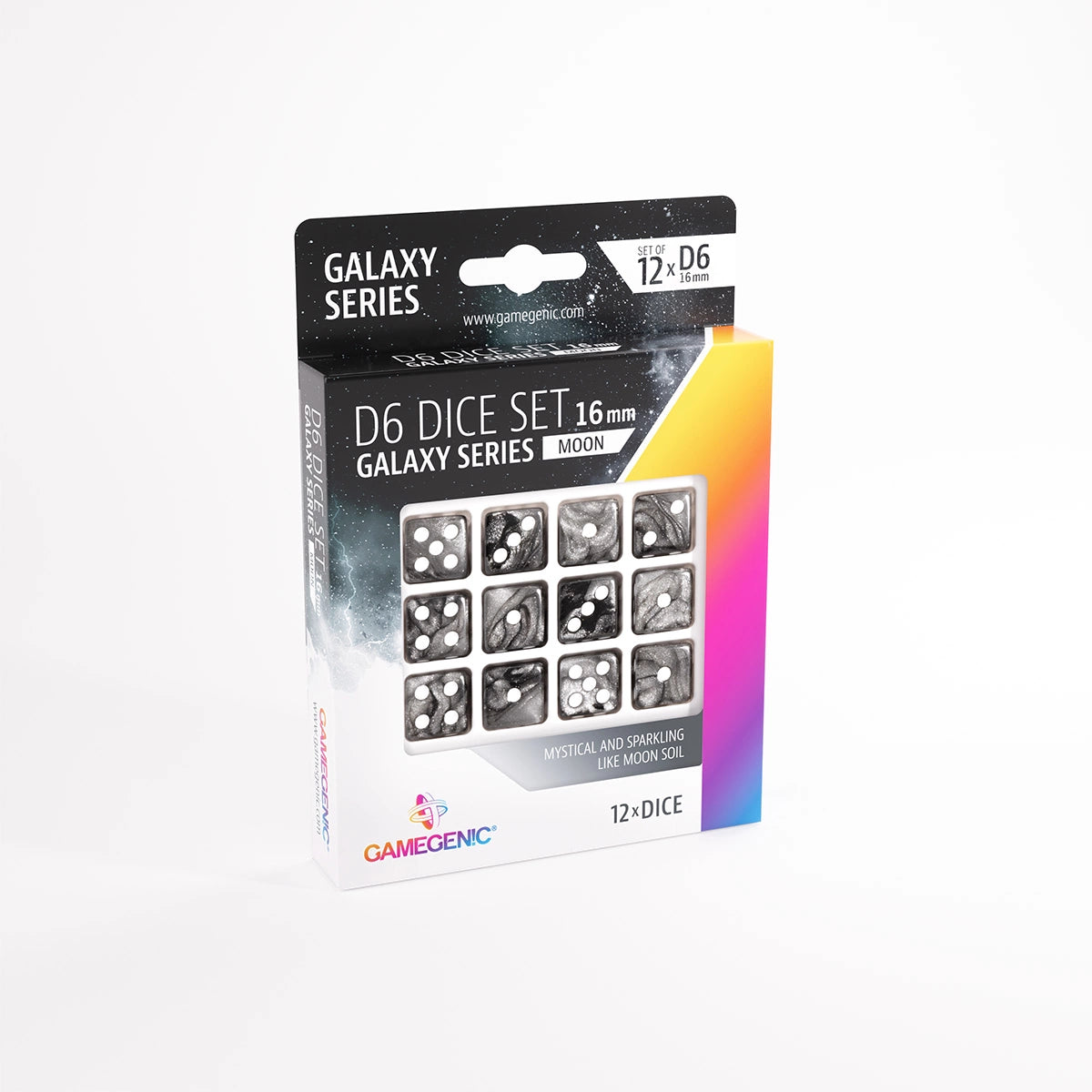 Gamegenic Galaxy Series – Set de 12 Dados D6 16 mm Moon