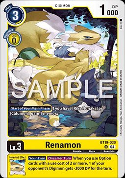 Renamon (BT19 - 030)⁣ - Special Booster Ver 2.5⁣ (Uncommon)⁣ [BT19 - 030] - El Duelista