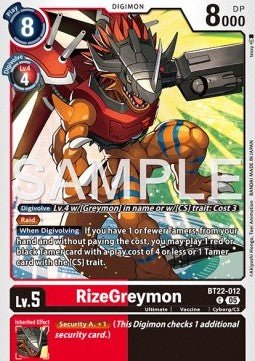 RizeGreymon (BT22 - 012)⁣ - Cyber Eden⁣ (Common)⁣ [012] - El Duelista