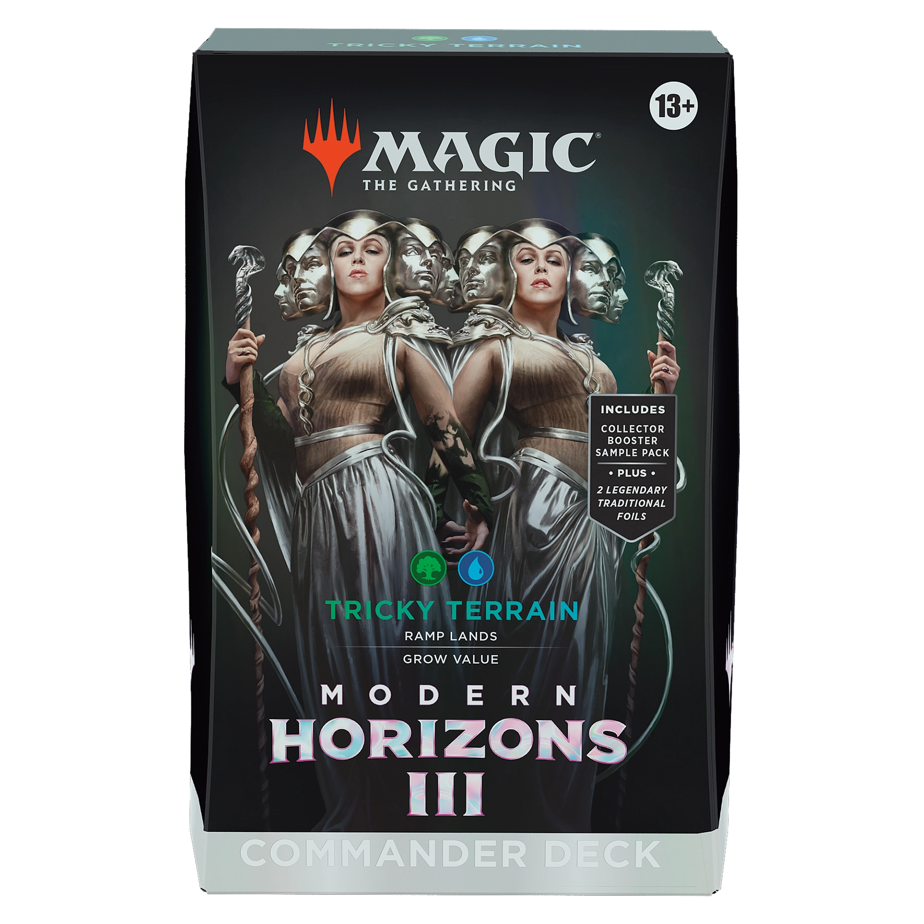 Magic: The Gathering—Modern Horizons 3: Tricky Terrain Commander Deck, caja sellada