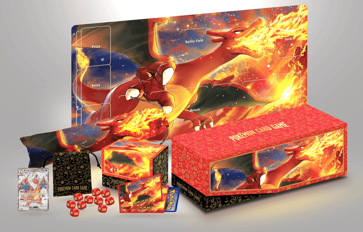 Charizard ex Premium Collection, carta promocional y accesorios incluidos