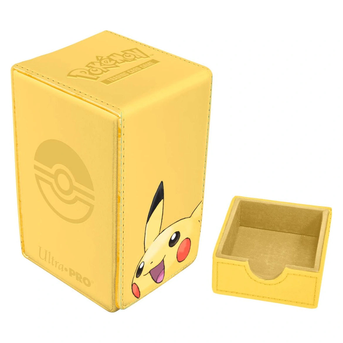 Deck box Ultra PRO Alcove Tower Pokémon — Pikachu 2025 — compartimento inferior extraíble